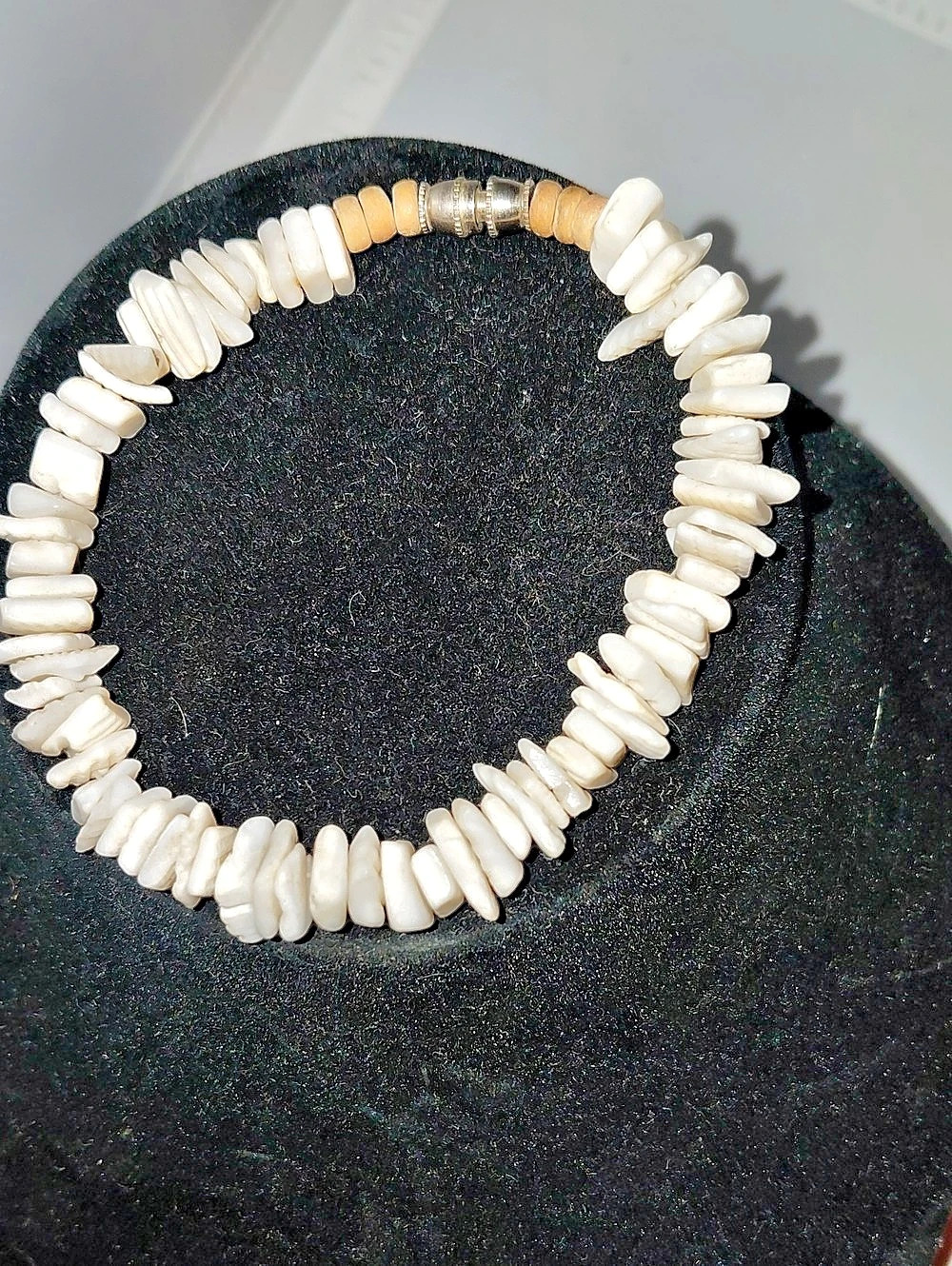White & Brown Shell Bead Necklace